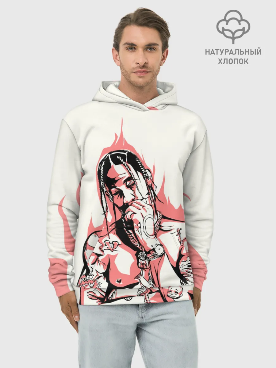 Худи мужской база хлопок / Тревис в огне