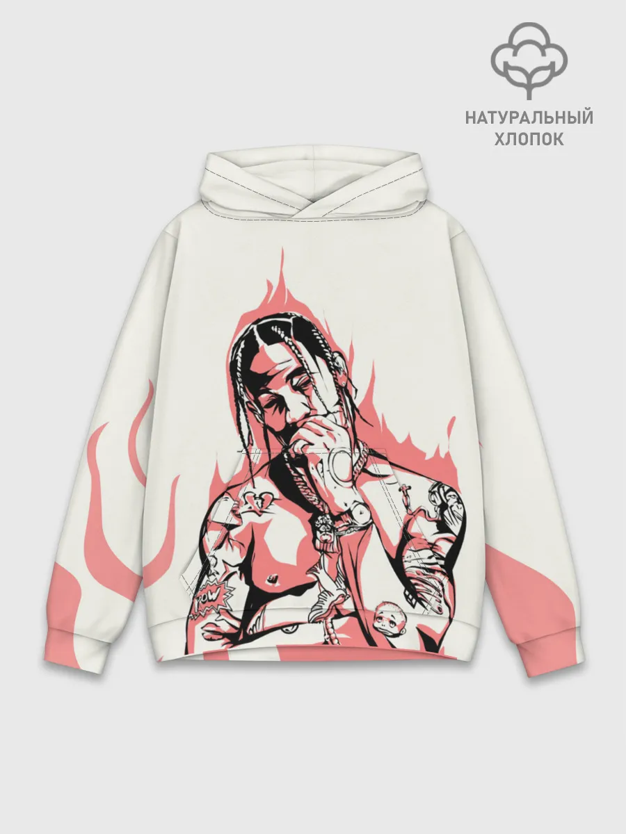 Худи мужской база хлопок / Тревис в огне