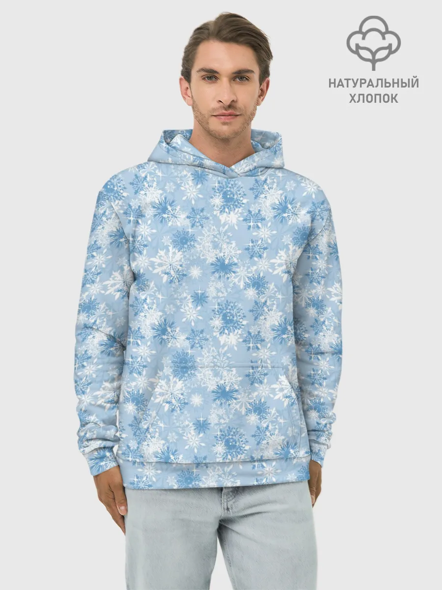 Худи мужской база хлопок / Морозное Снежное Утро