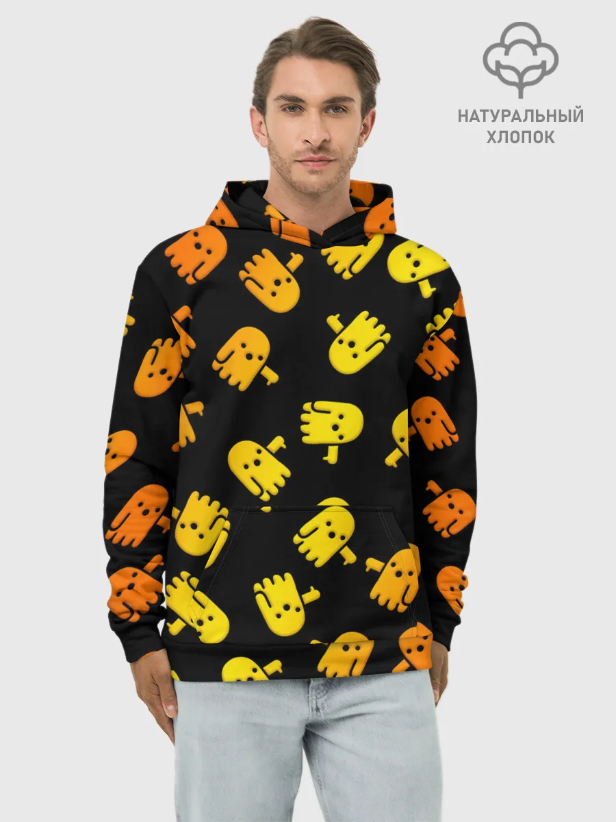 Худи мужской база хлопок / BOO! ПРИЗРАК, ПРИВЕДЕНИЕ ХЕЛЛОУИН ОРАНЖЕВЫЙ