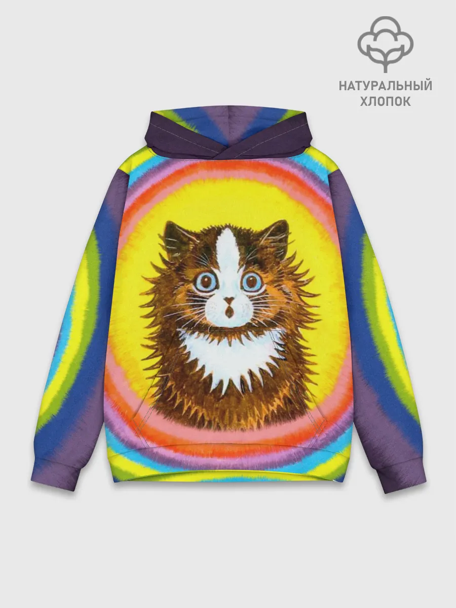 Худи мужской база хлопок / Радужный кот Луиса Уэйна
