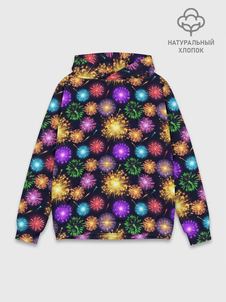 Худи мужской база хлопок / Праздничный Фейерверк