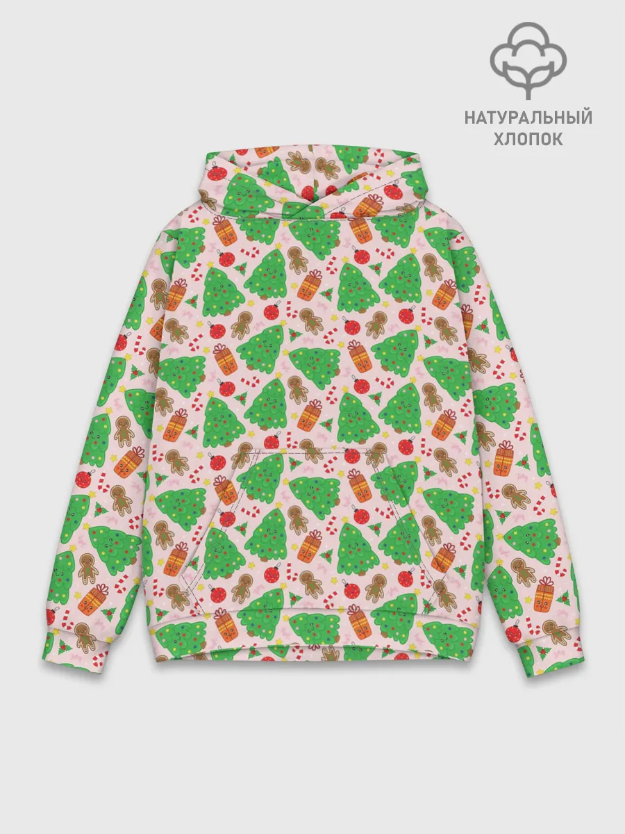 Худи мужской база хлопок / Новогодние ёлки и подарки