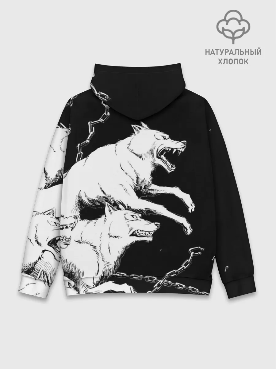 Худи мужской база хлопок / Белые волки