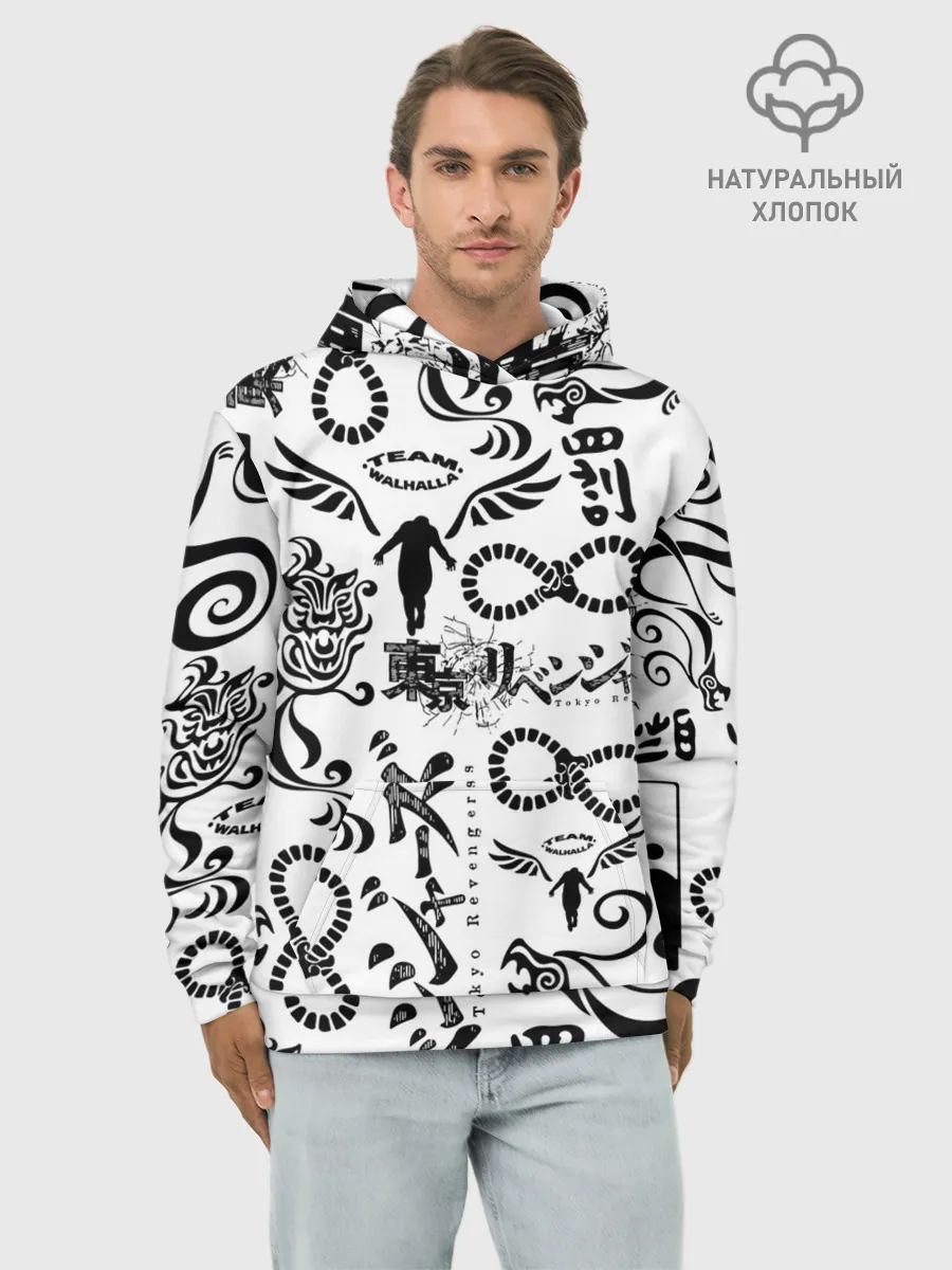 Худи мужской база хлопок / ТОКИЙСКИЕ МСТИТЕЛИ ЛОГОБОМБИНГ