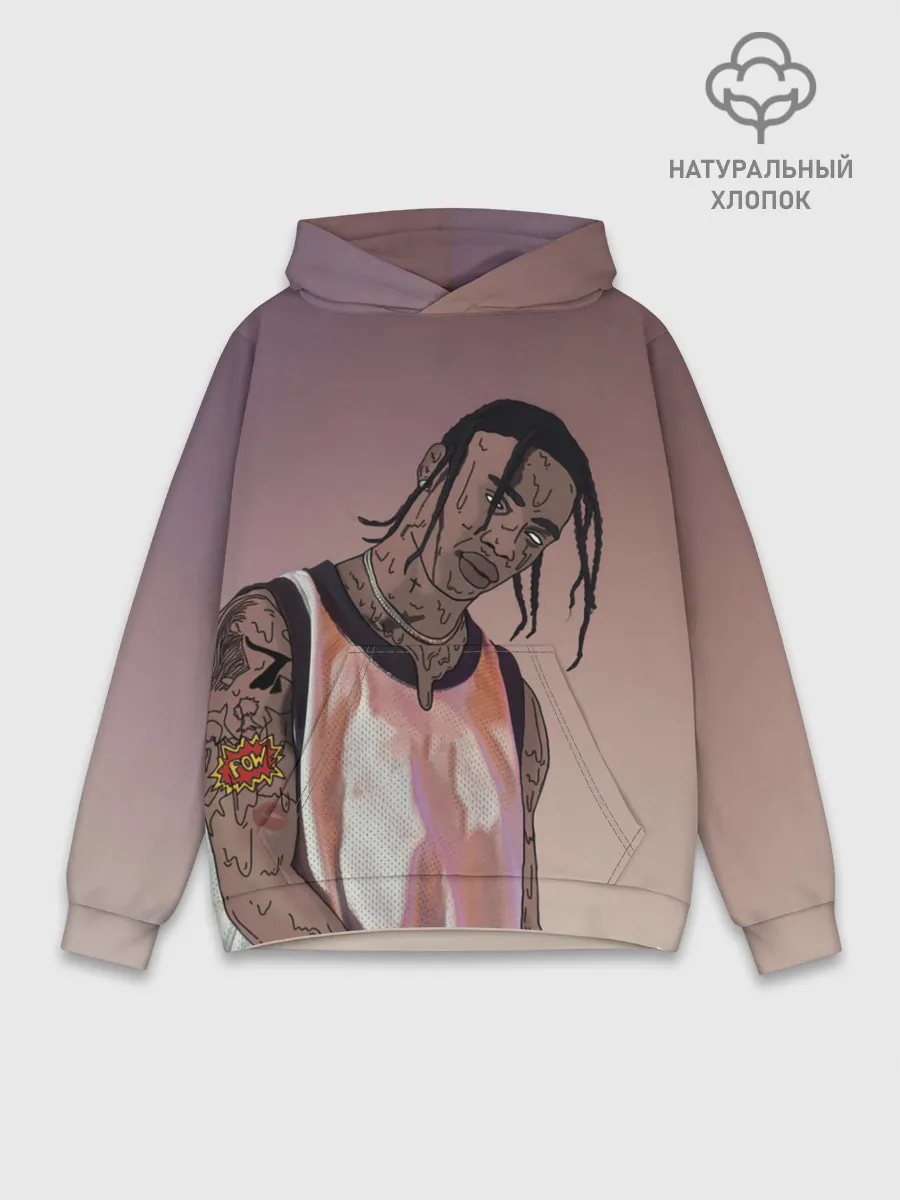 Худи мужской база хлопок / Потёкший Тревис