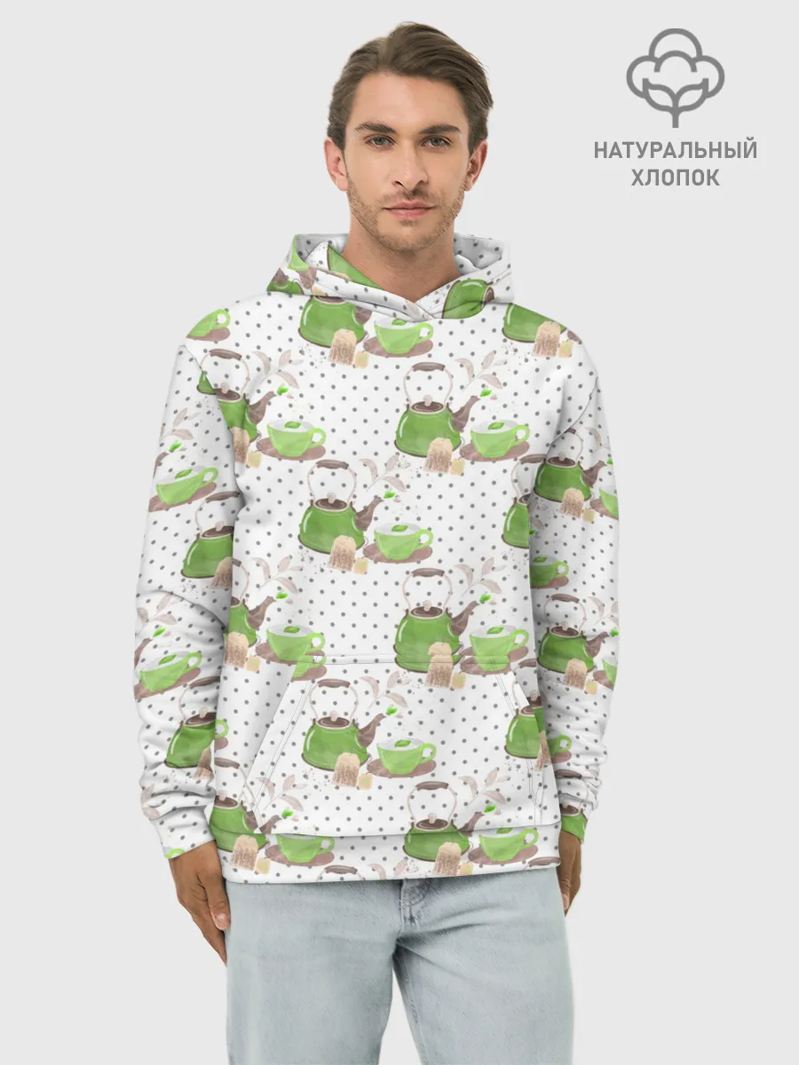 Худи мужской база хлопок / Зеленый чай