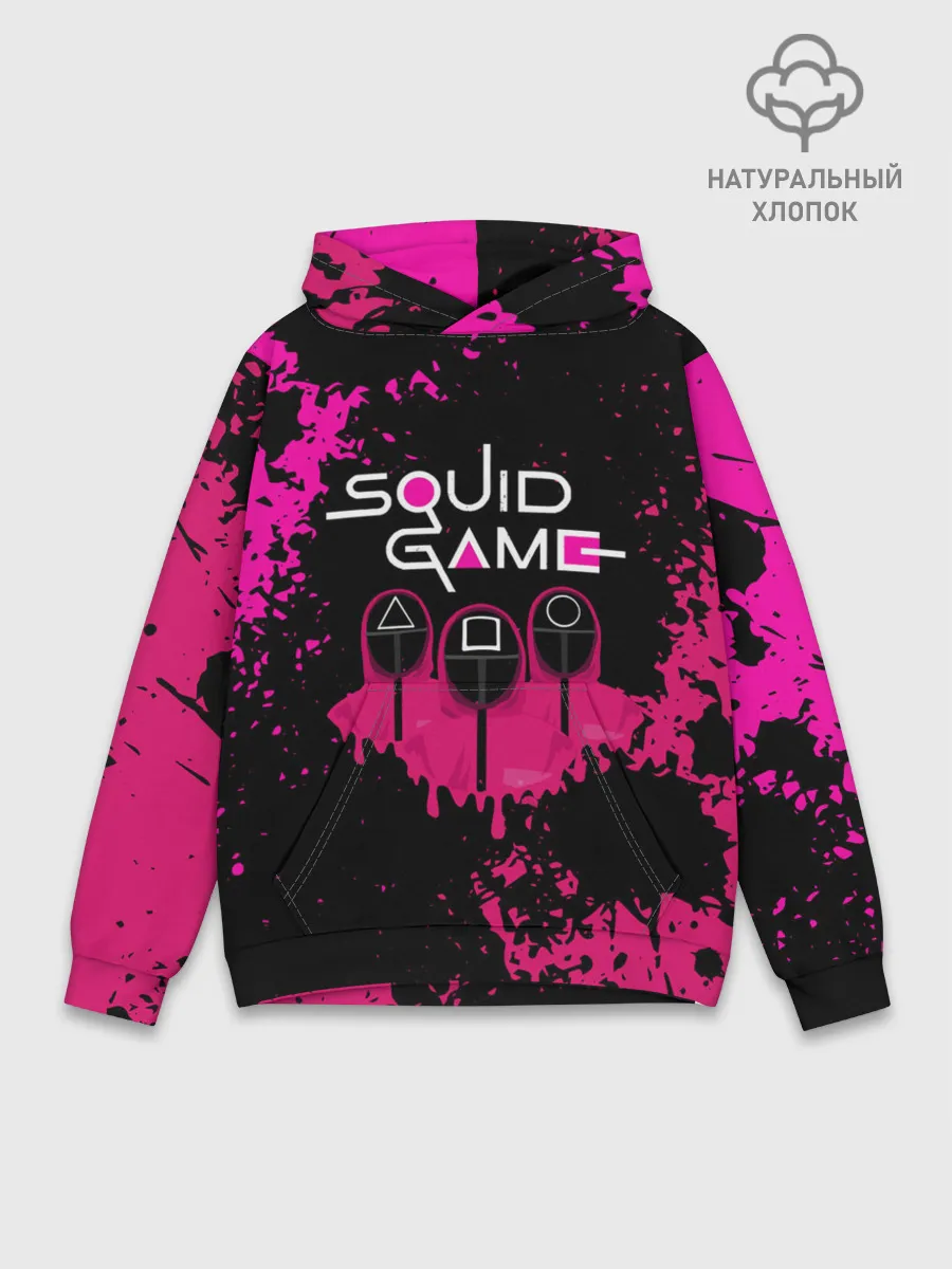 Худи мужской база хлопок / Squid Game брызги красок стража.