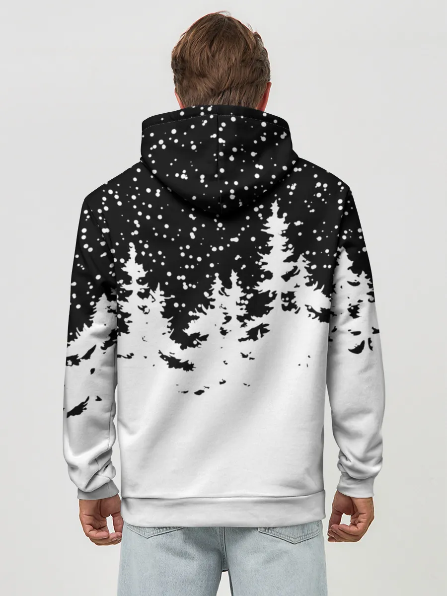 Худи мужской база хлопок / Тигр в шубе Санта Клауса