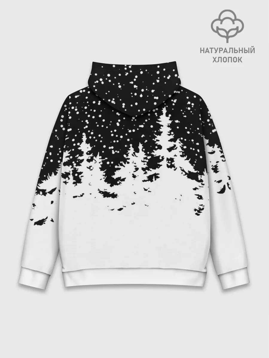 Худи мужской база хлопок / Тигр в шубе Санта Клауса