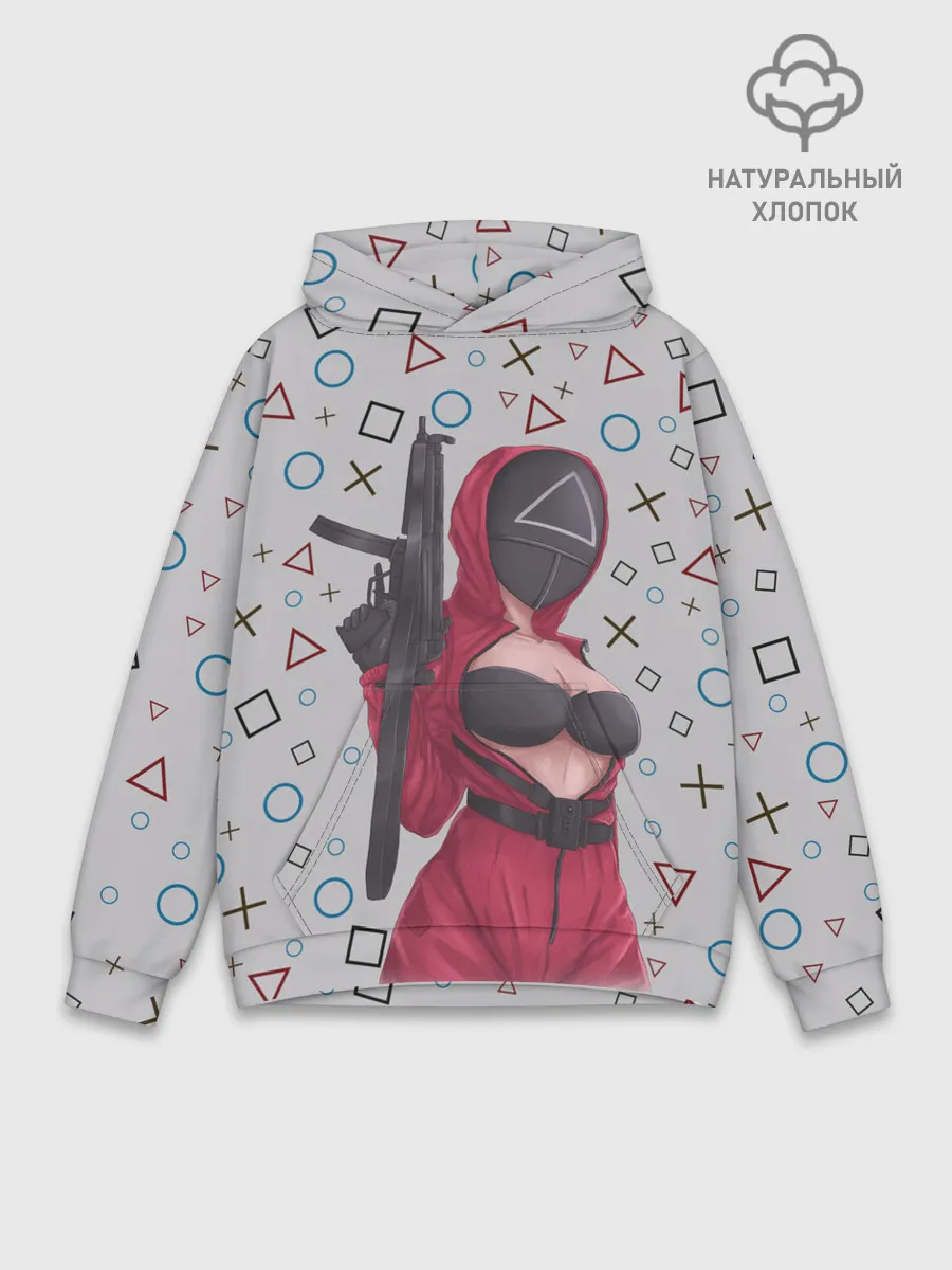 Худи мужской база хлопок / ОПАСНЫЙ ТРЕУГОЛЬНИК | ИГРА В КАЛЬМАРА