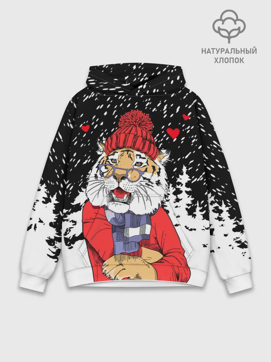 Худи мужской база хлопок / Тигр в красном