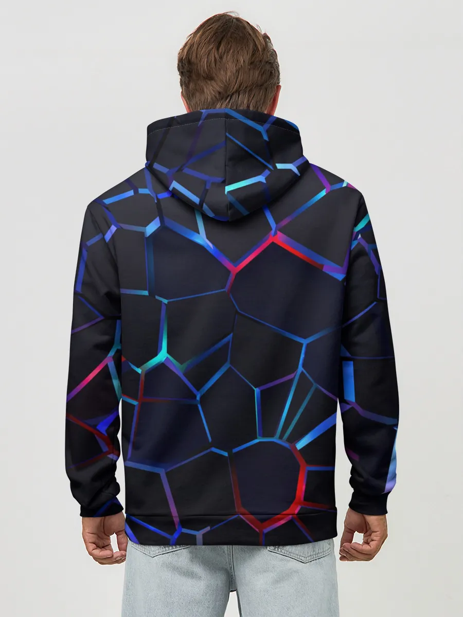 Худи мужской база хлопок / Неоновые 3D плиты | Неоновые плиты