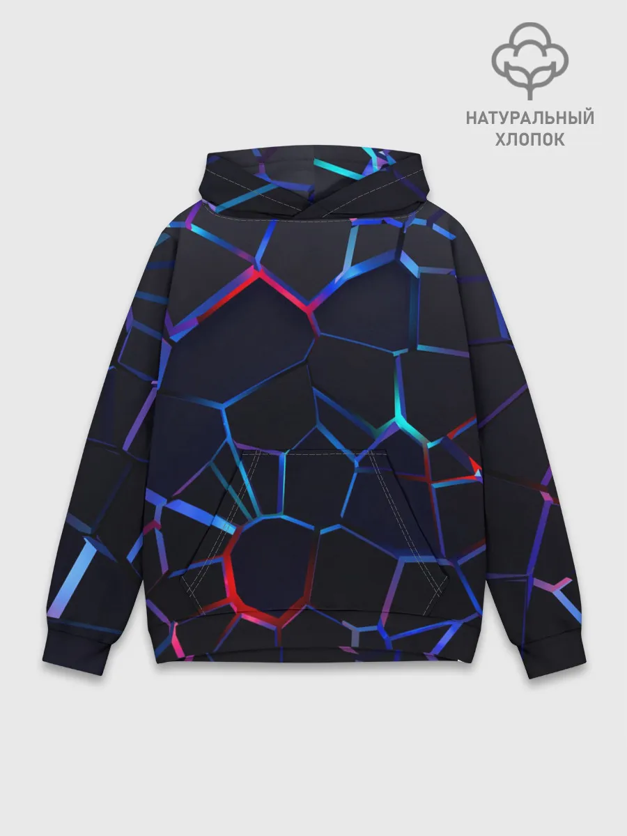 Худи мужской база хлопок / Неоновые 3D плиты | Неоновые плиты