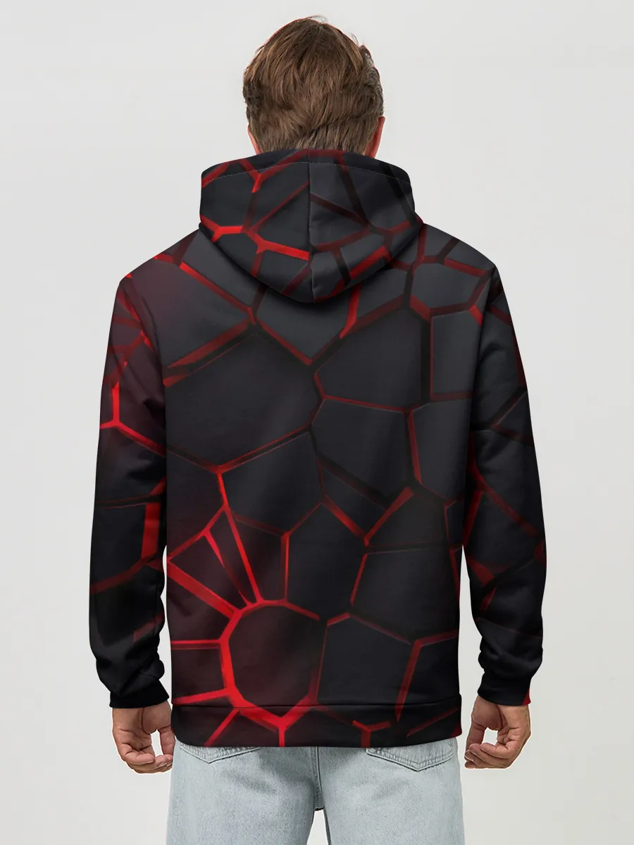 Худи мужской база хлопок / Адские 3D плиты | 3Д геометрия плиты