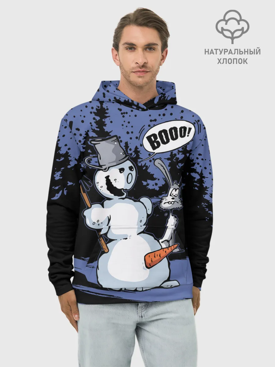 Худи мужской база хлопок / Снеговик на Хэллоуин