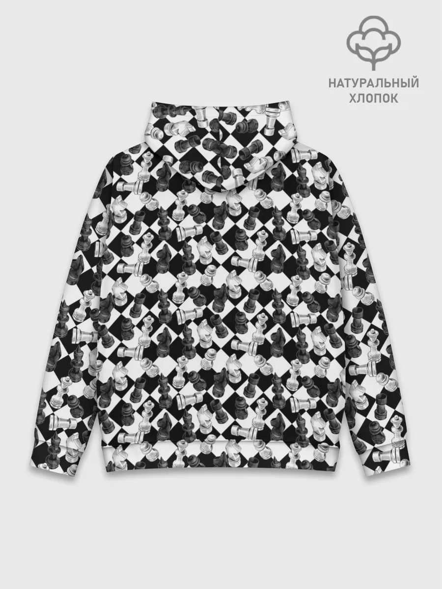 Худи мужской база хлопок / Шахматы на шахматной доске