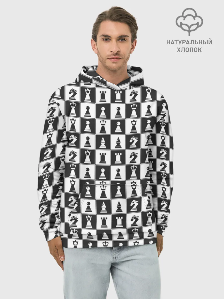 Худи мужской база хлопок / Шахматы