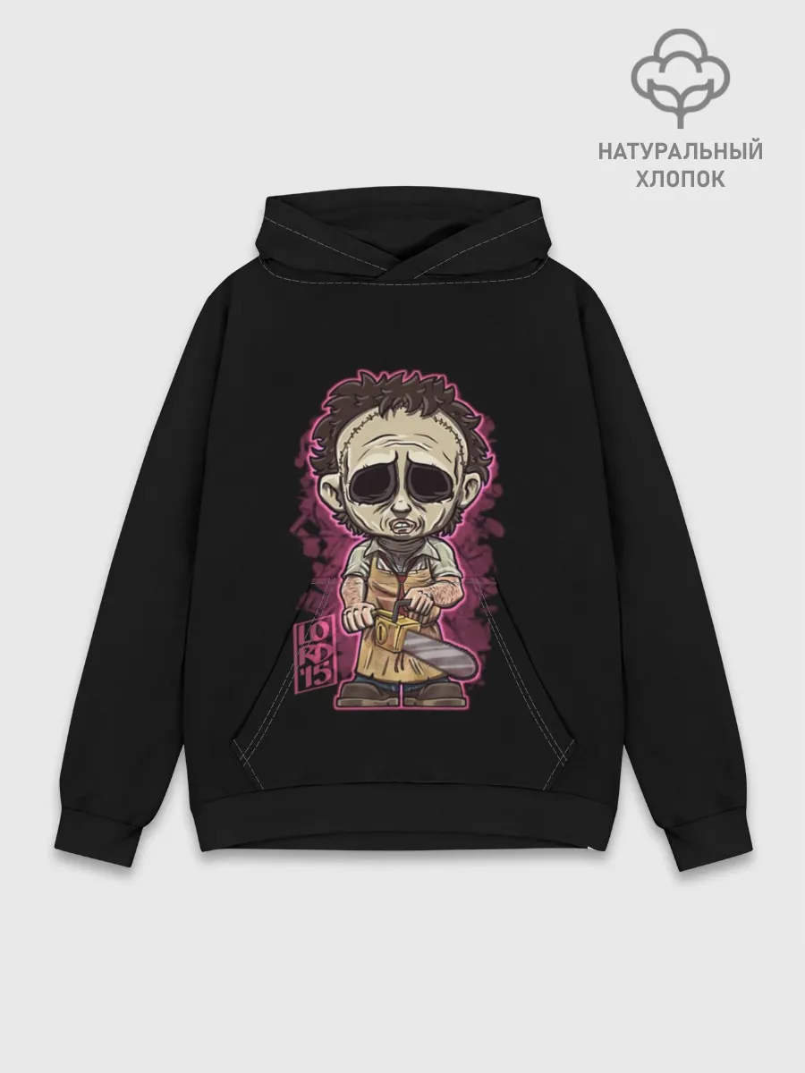 Худи мужской база хлопок / кожаное лицо