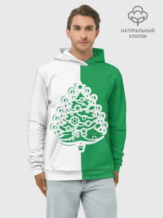 Худи мужской база хлопок / Зелёная Ёлочка