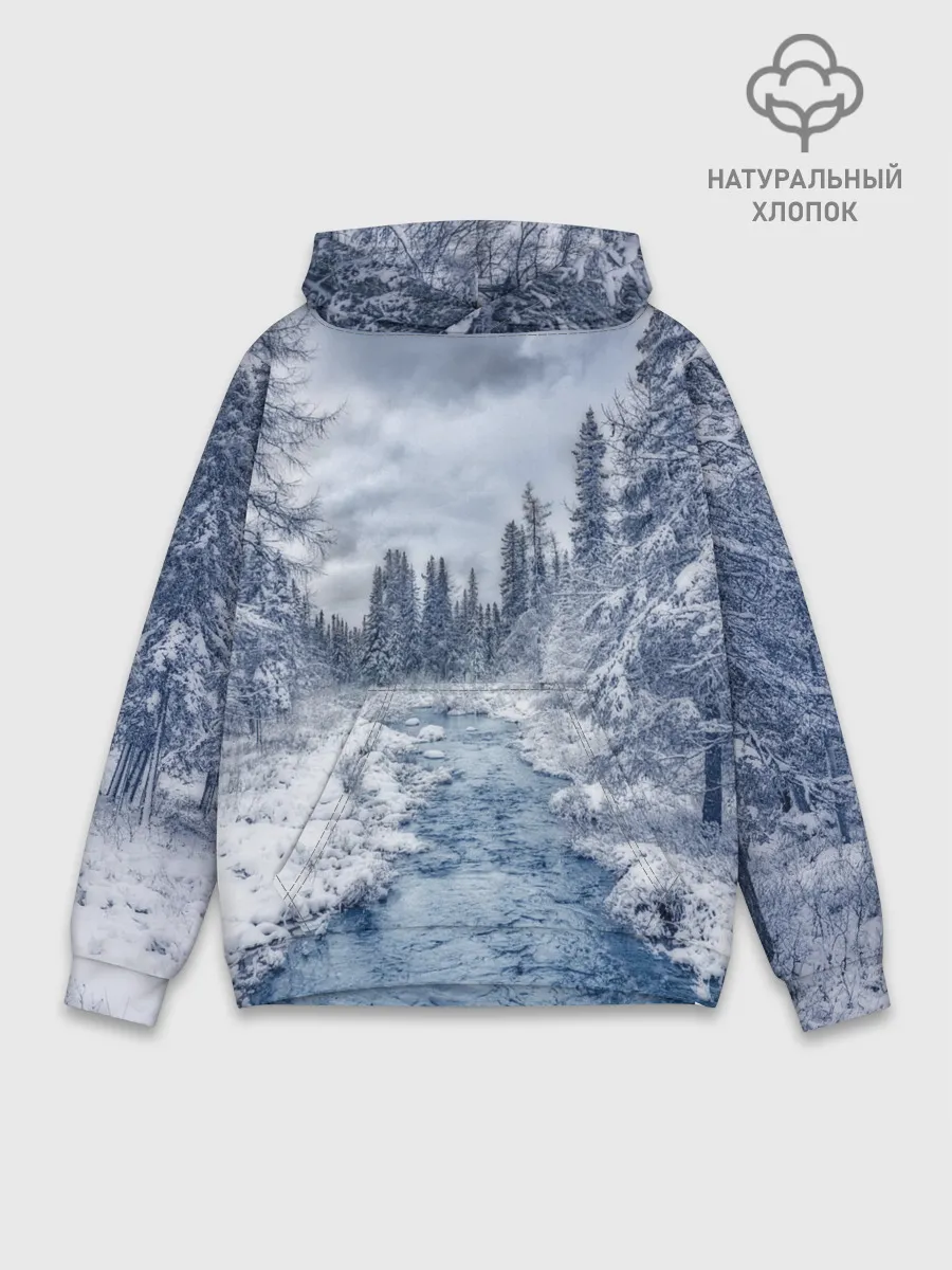 Худи мужской база хлопок / СНЕЖНЫЙ ПЕЙЗАЖ