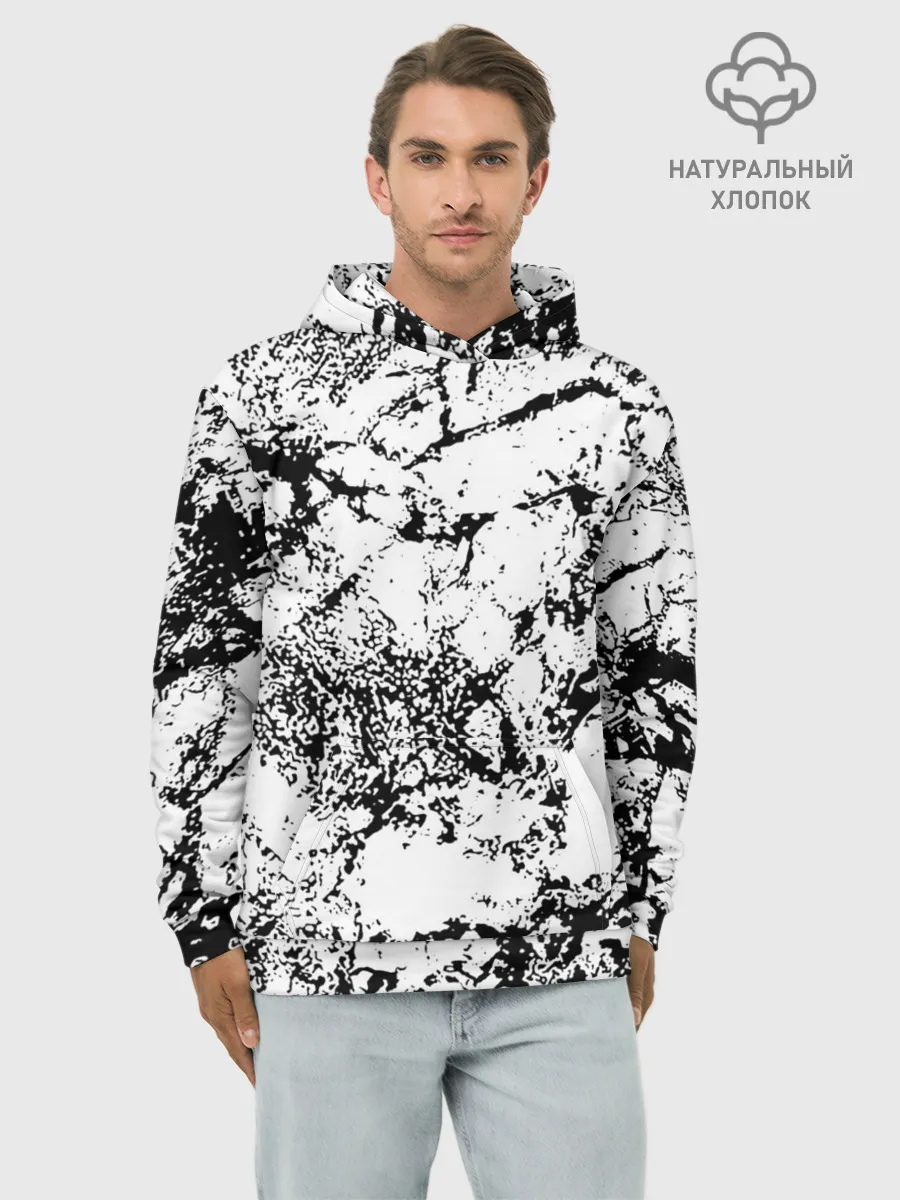 Худи мужской база хлопок / Эффект линогравюры