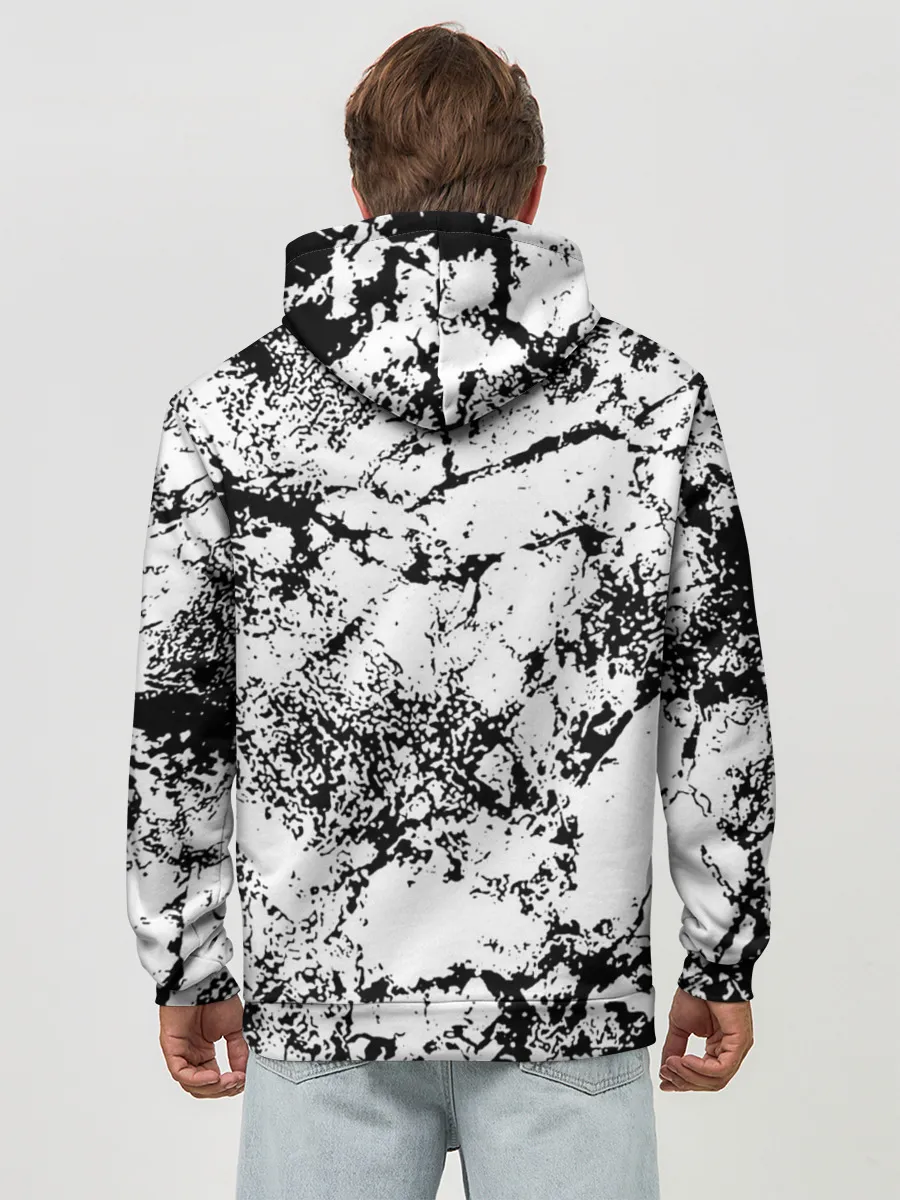 Худи мужской база хлопок / Эффект линогравюры