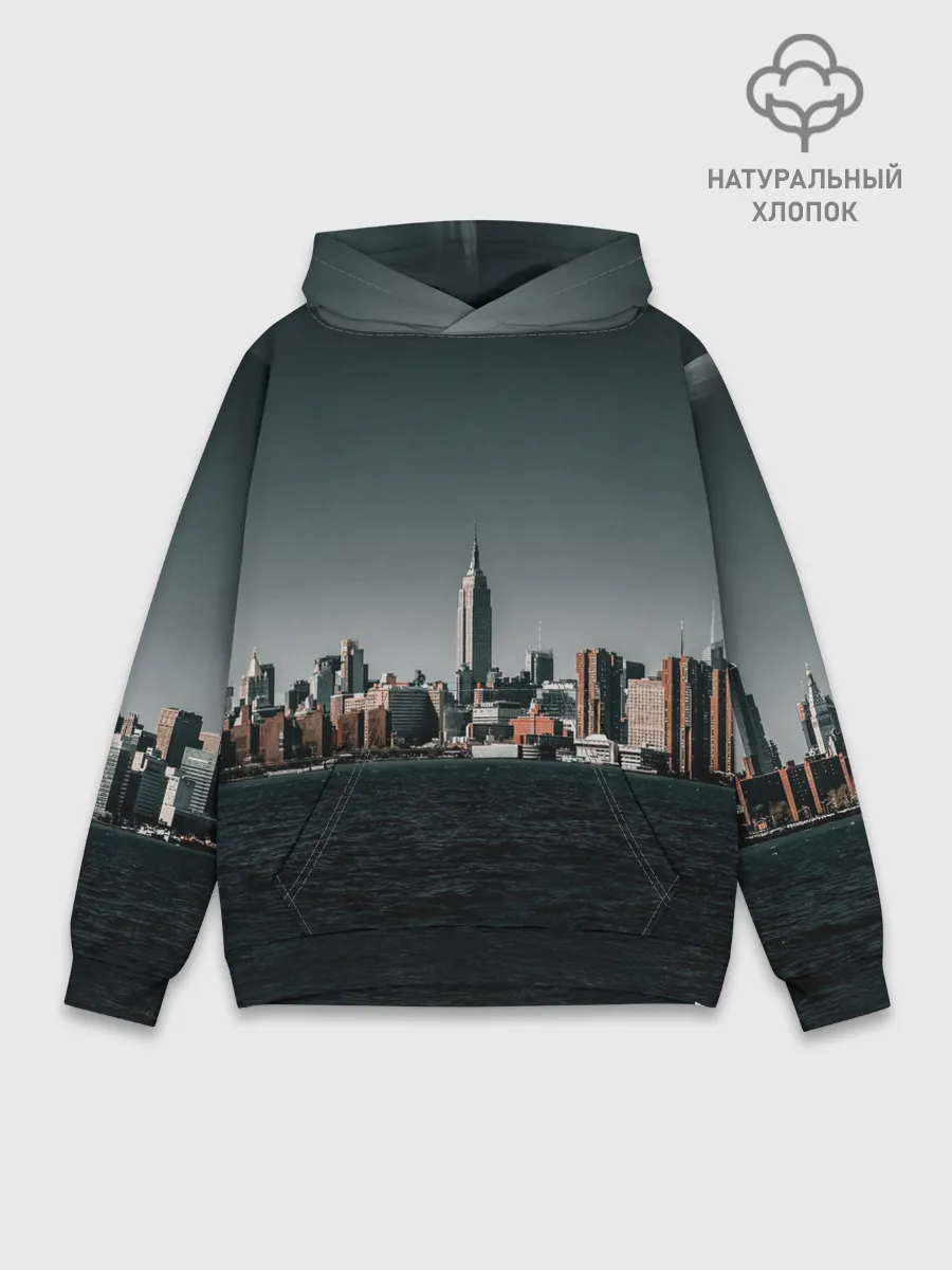 Худи мужской база хлопок / Вид на Нью Йорк