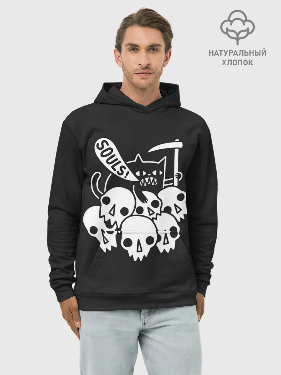 Худи мужской база хлопок / Кот - Жнец