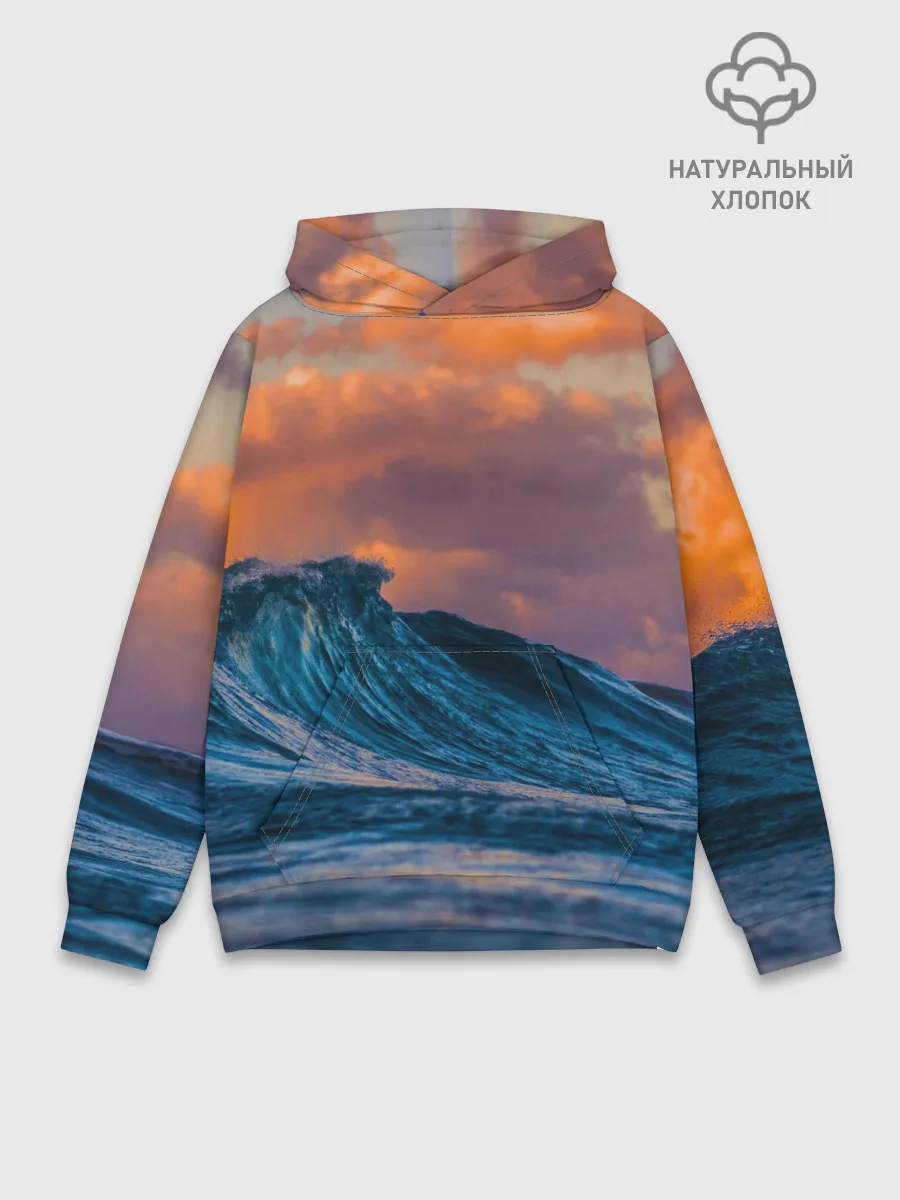 Худи мужской база хлопок / Закат над волной