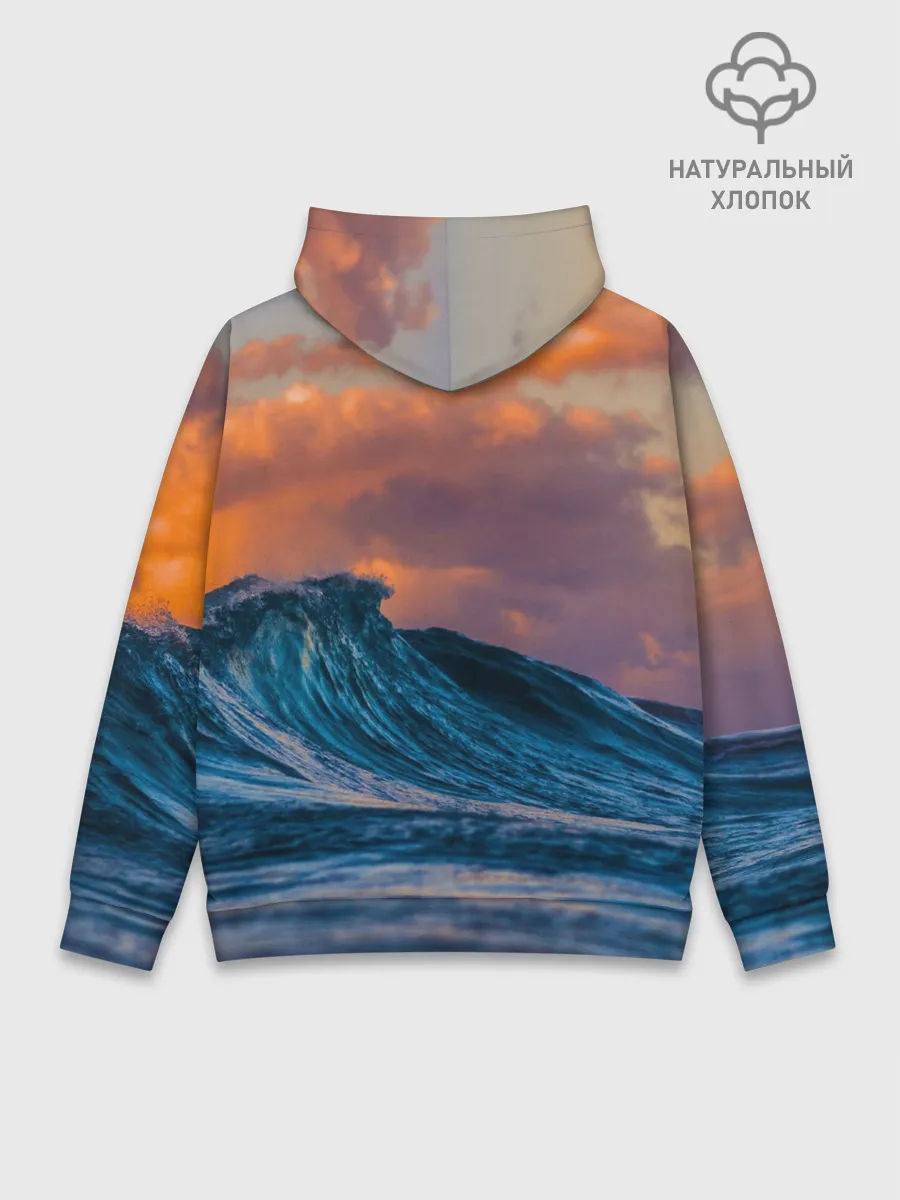 Худи мужской база хлопок / Закат над волной