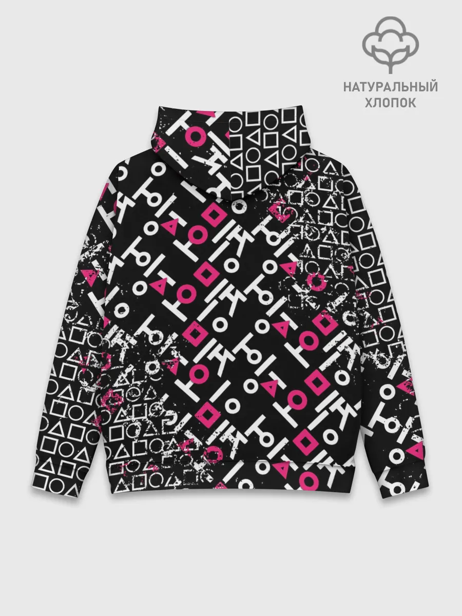 Худи мужской база хлопок / ИГРА В КАЛЬМАРА СТРАЖ КВАДРАТ | SQUID GAME