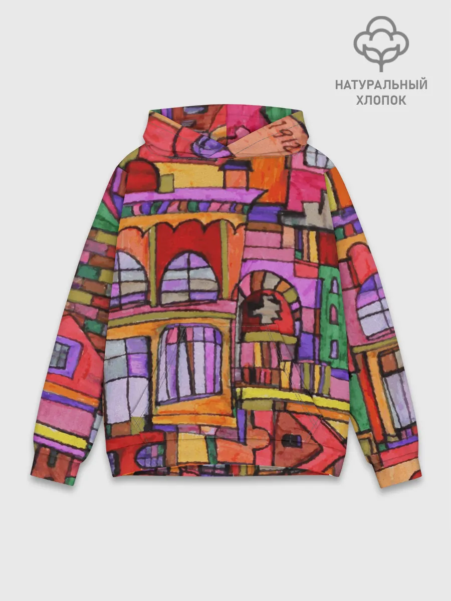 Худи мужской база хлопок / Скетч большого города