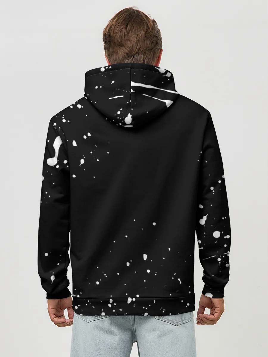 Худи мужской база хлопок / ONE PIECE | ВАН ПИС ЧЕРЕП БРЫЗГИ КРАСОК