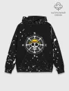 Худи мужской база хлопок / ONE PIECE | ВАН ПИС ЧЕРЕП БРЫЗГИ КРАСОК