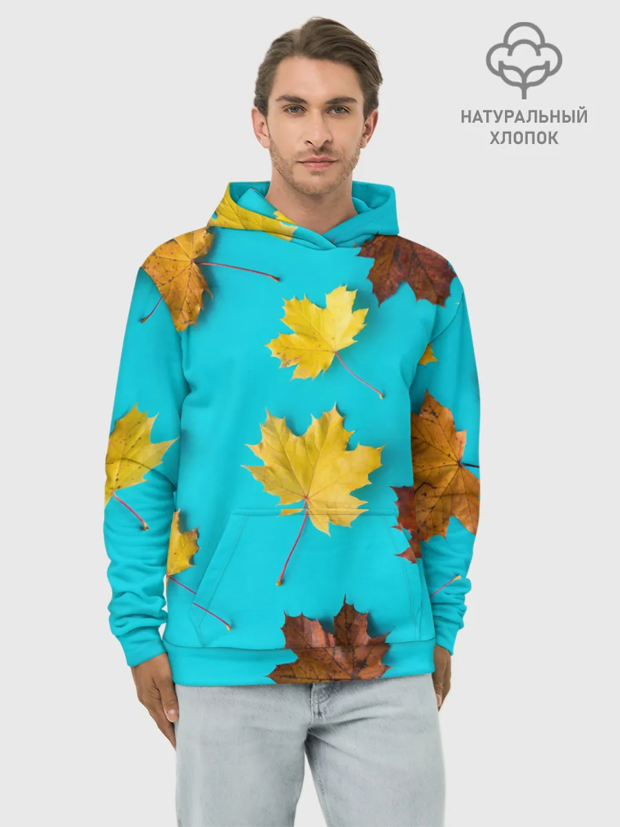 Худи мужской база хлопок / Кленовый листочек