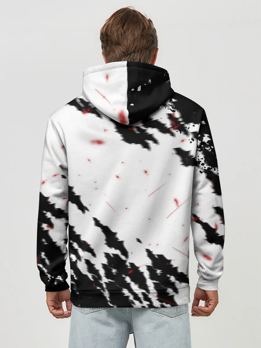 Худи мужской база хлопок / Берсерк маска с красными глазами