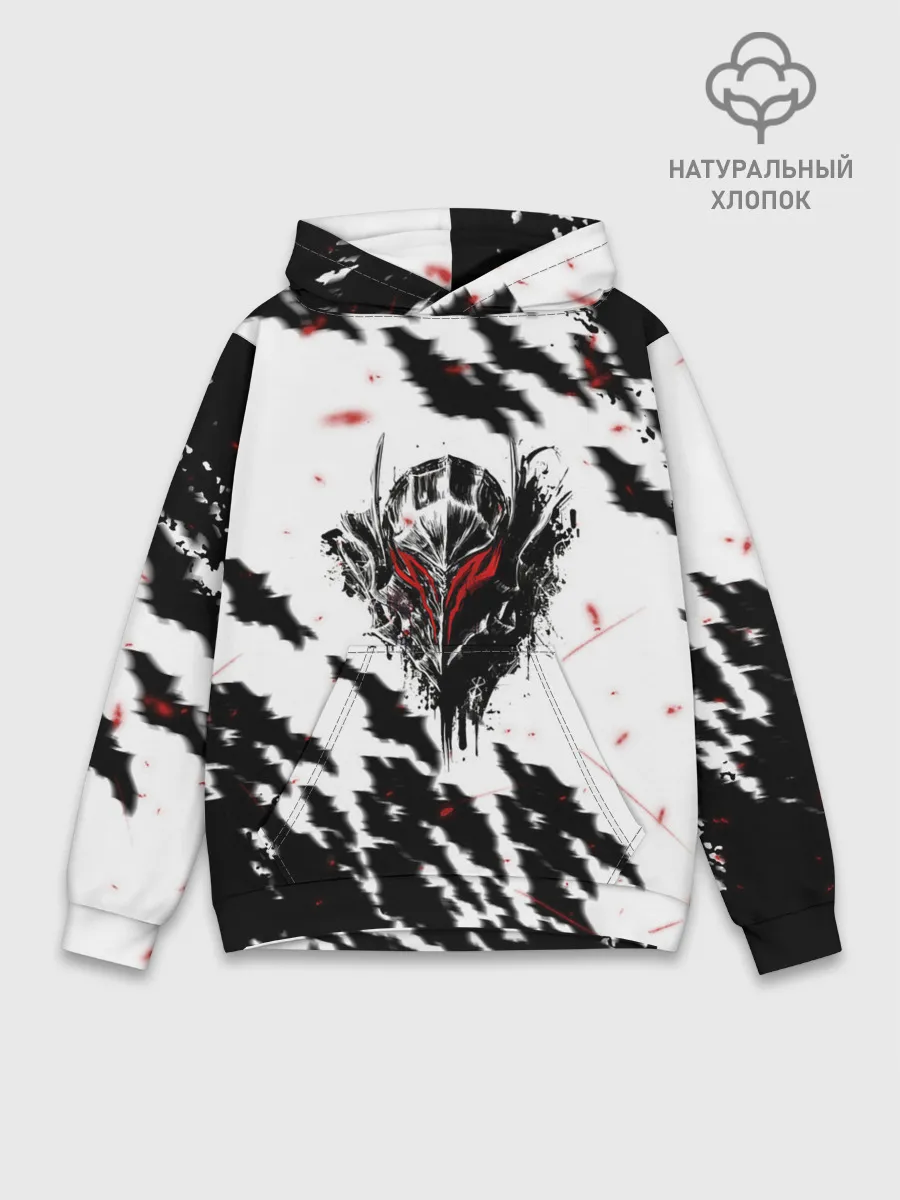 Худи мужской база хлопок / Берсерк маска с красными глазами
