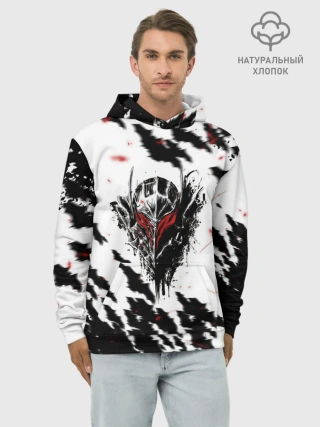 Худи мужской база хлопок / Берсерк маска с красными глазами