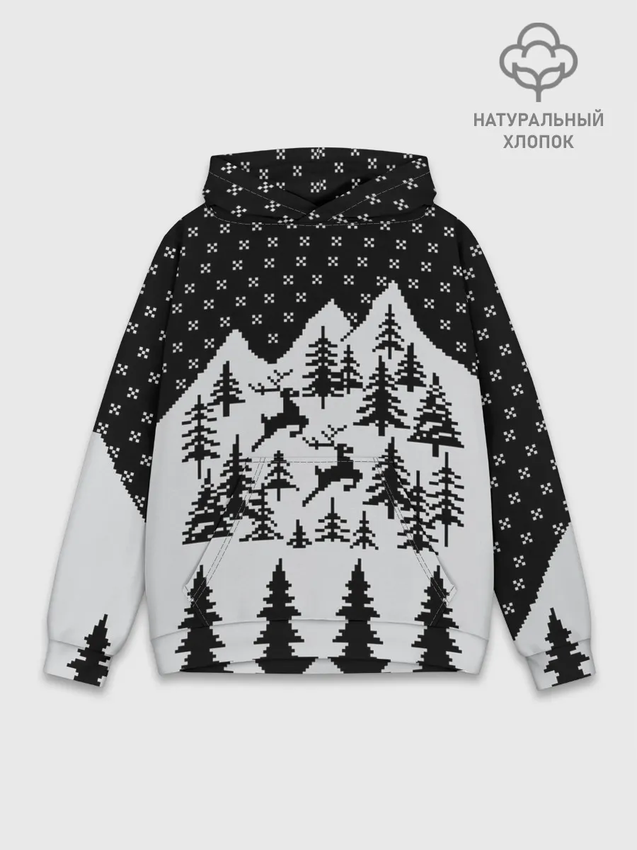 Худи мужской база хлопок / Северные Олени в Горах