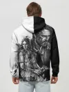 Худи мужской база хлопок / THE LAST OF US ЧЁРНО БЕЛЫЙ