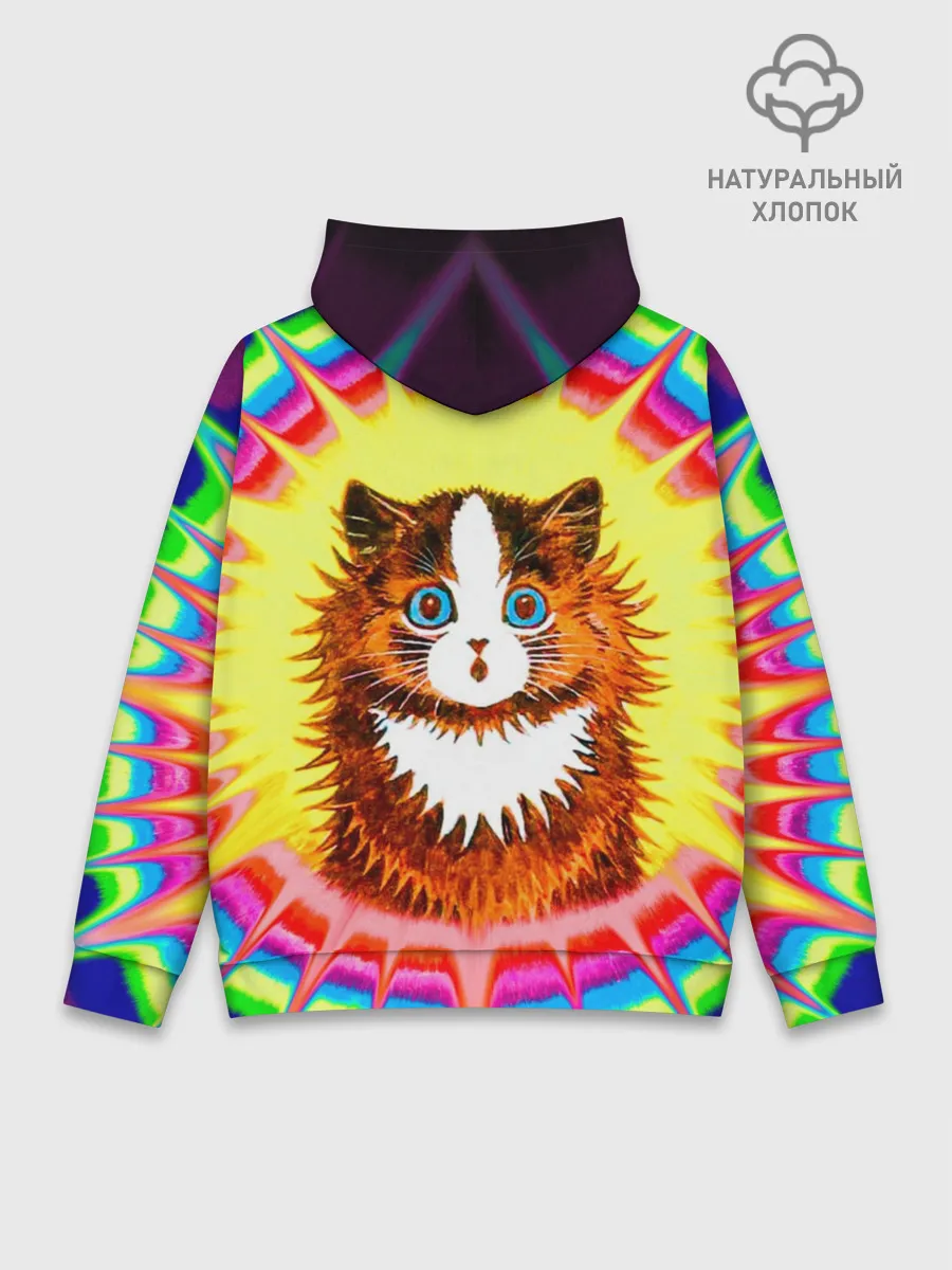 Худи мужской база хлопок / Psychedelic Rainbow Cat