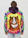 Худи мужской база хлопок / Psychedelic Rainbow Cat