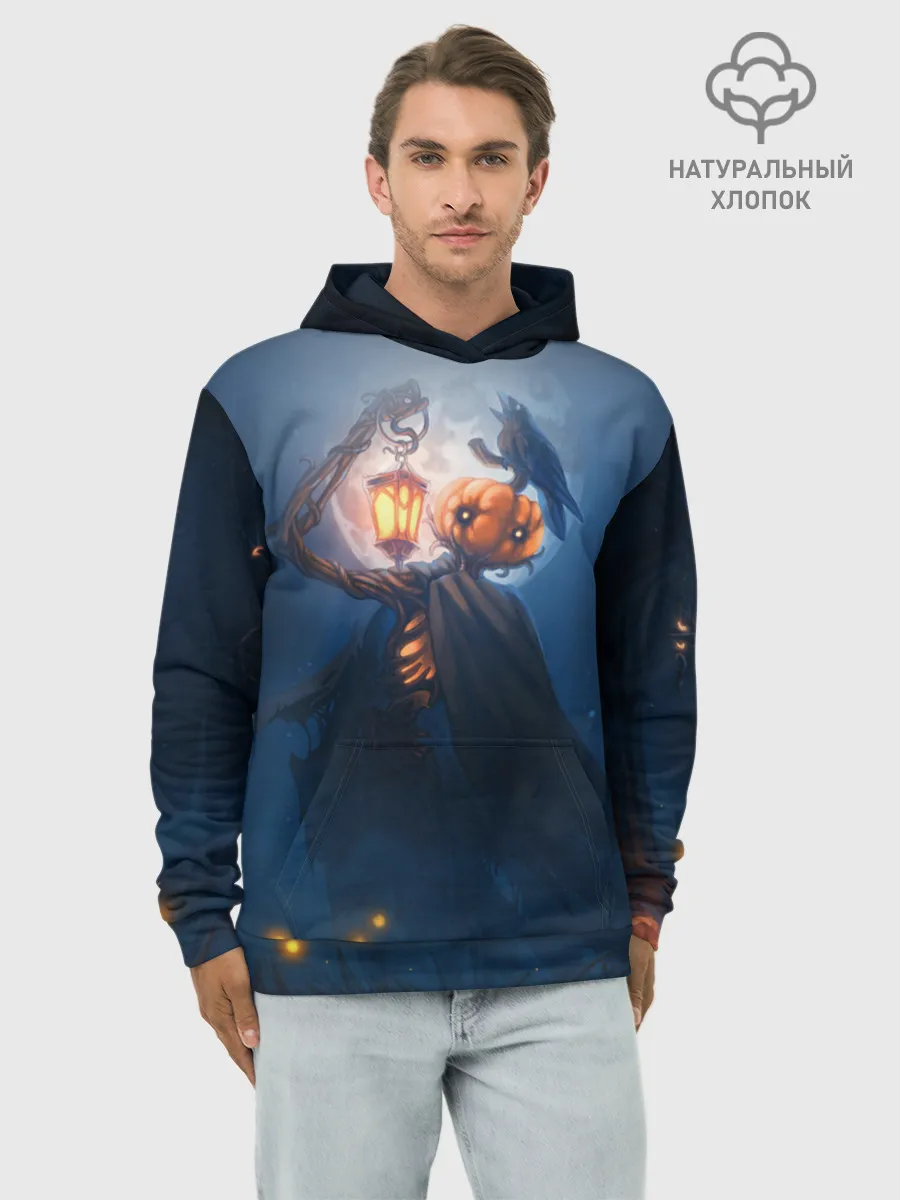 Худи мужской база хлопок / ТЫКВИННЫЙ МОНСТР В ТУМАНЕ / ХЕЛЛОУИН