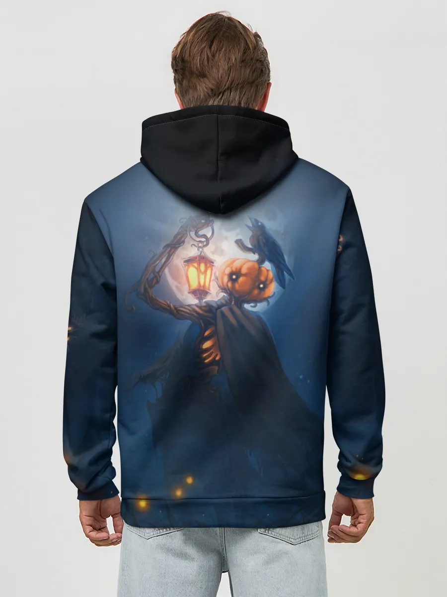 Худи мужской база хлопок / ТЫКВИННЫЙ МОНСТР В ТУМАНЕ / ХЕЛЛОУИН