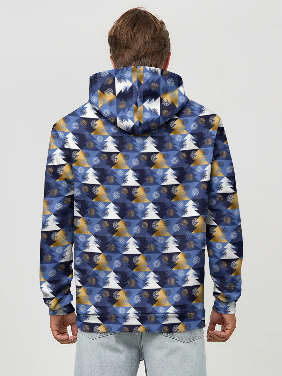 Худи мужской база хлопок / Ёлочки - Снежинки