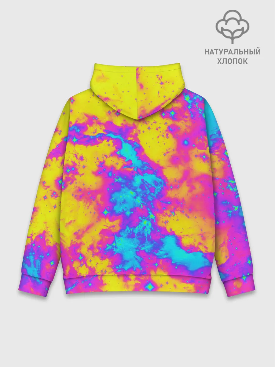 Худи мужской база хлопок / Яркая абстракция космических красок