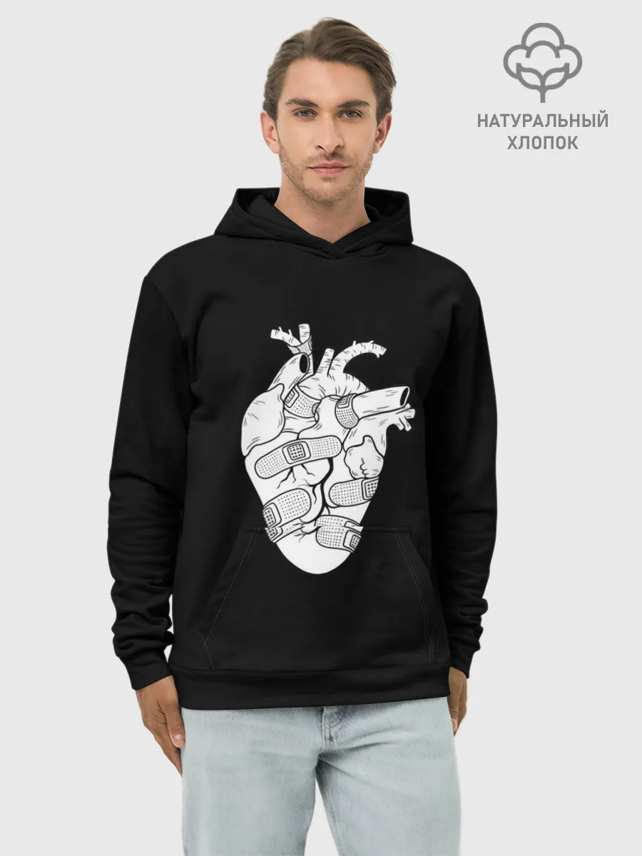 Худи мужской база хлопок / раненное-сердце