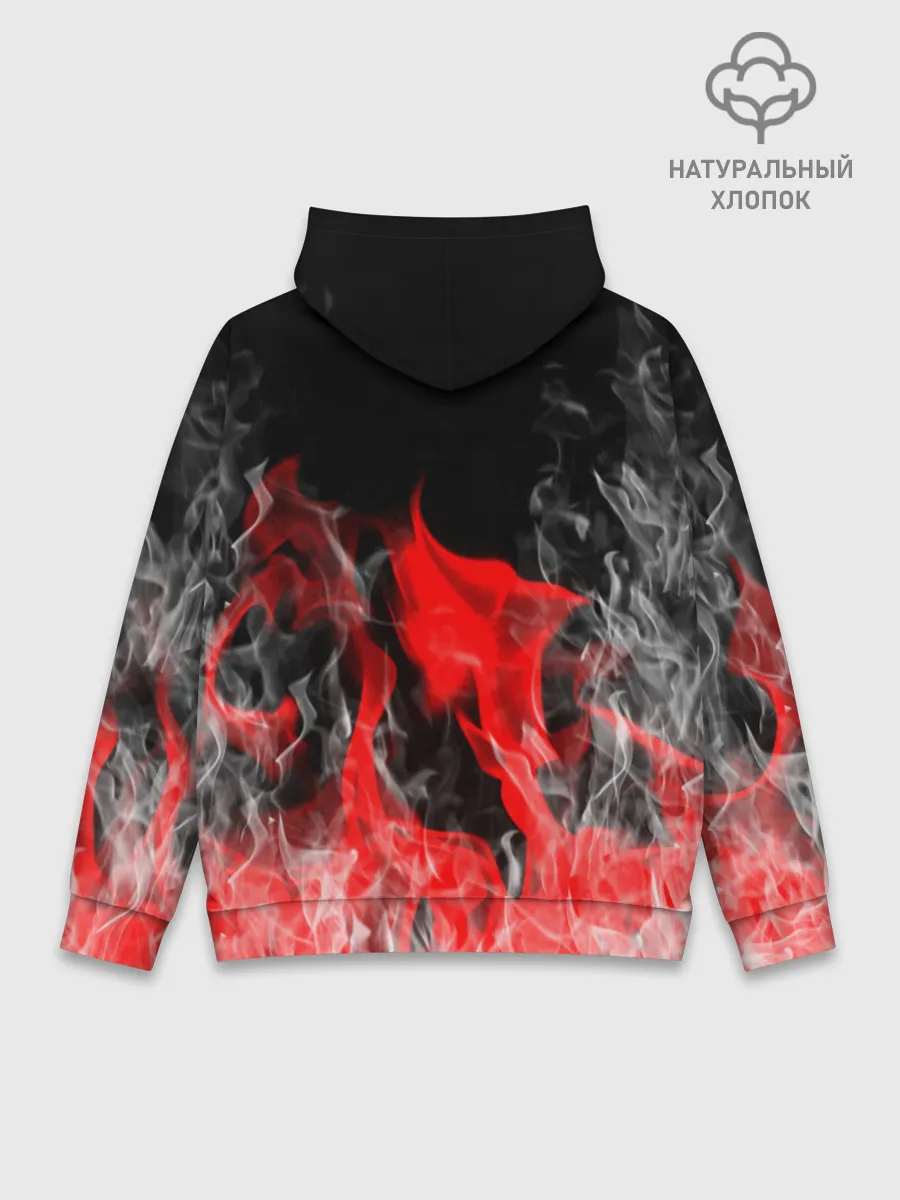 Худи мужской база хлопок / Чёрный клевер: Пламя.
