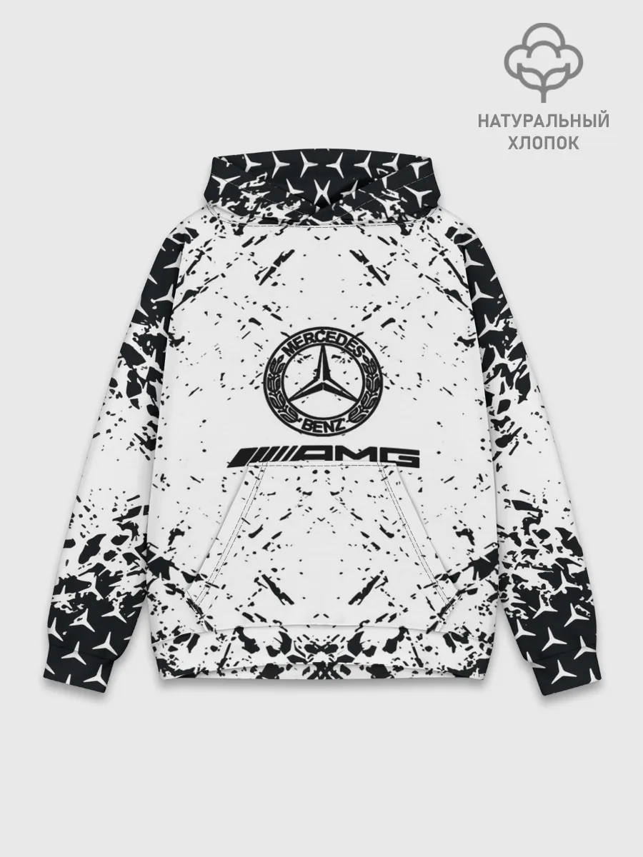Худи мужской база хлопок / Mercedes | брызги красок,